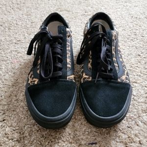 Custom Leopard Print Vans Old Skool Low Womens 7.5